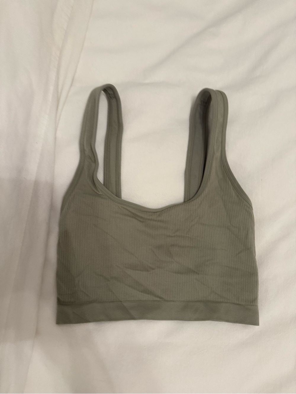 aerie Ribbed Crop Top with built in bra - sage green